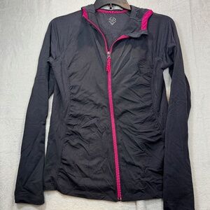 Tuff Athletics Track Jacket Womens Size Large Gray Hooded Running Athletic